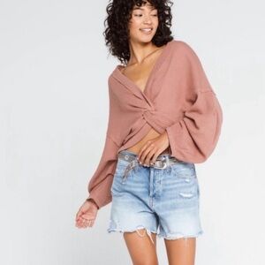 Free People We The Free Fall For You Cropped Waffle Knit Top, Size M